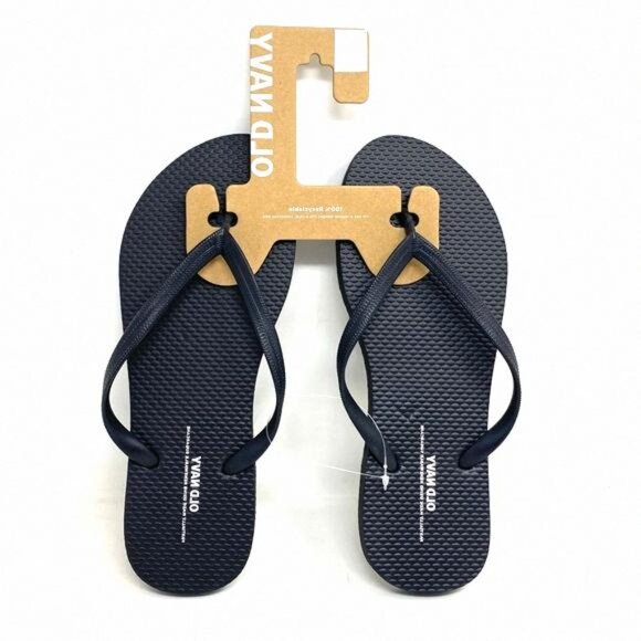 Old Navy Flip Flop Sandals Summer for 737433-00-1 Rubber Black Woman - Picture 1 of 6
